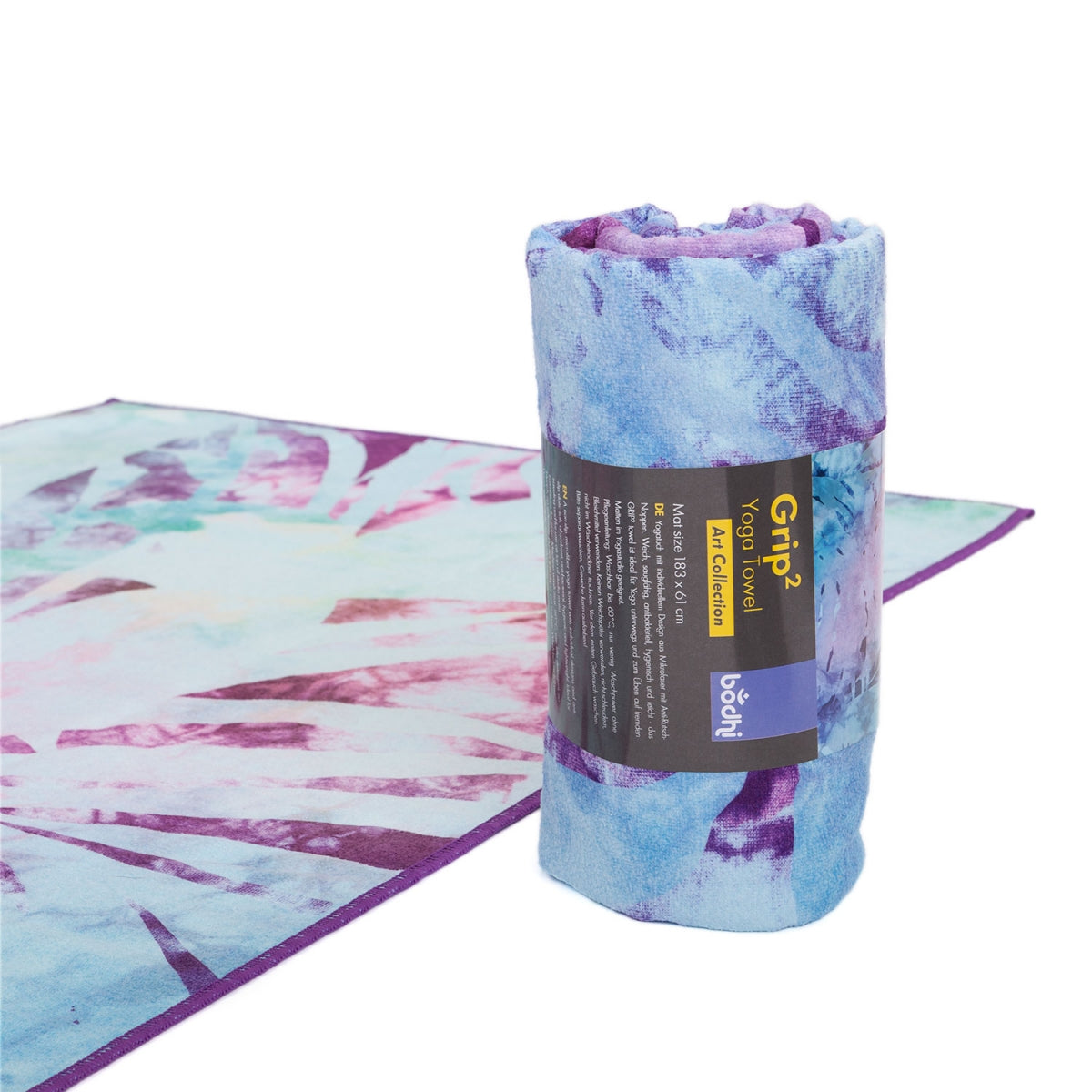 Hot Yoga Grip Towel² with anti-slip Silicone Dots | Arctic Leaves print design
