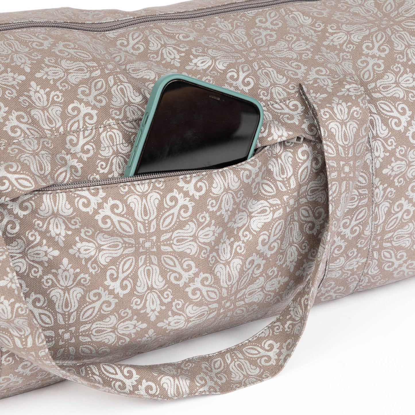 Taupe Silver Maharaja Cotton Hot Yoga Holdall Kit Bag