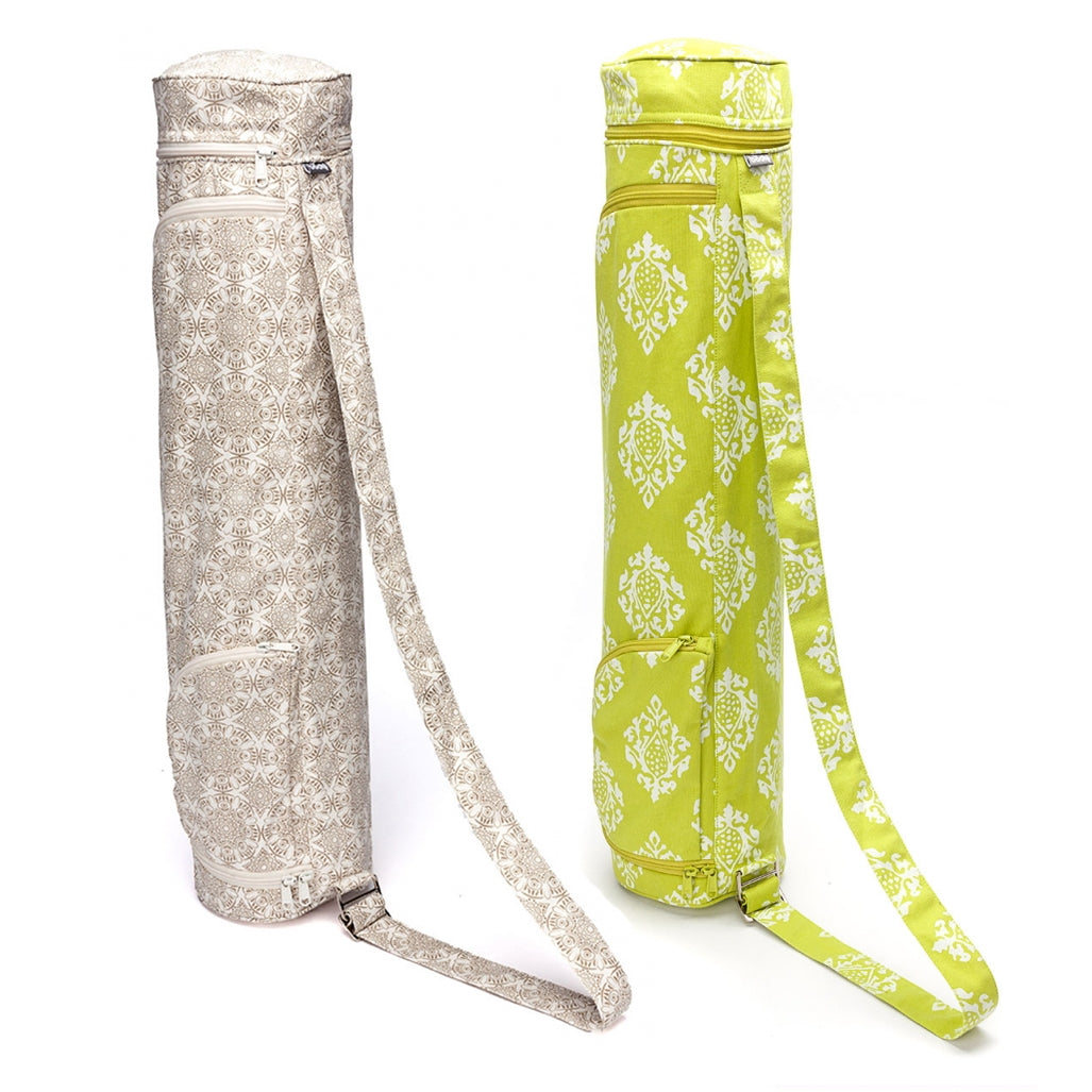 Lime and Ecru Maharaja Asana 60 Cotton Yoga Mat Bag - fits 60cm wide Yoga Mats