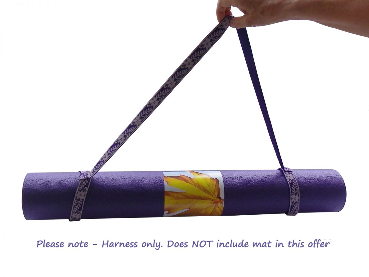 Purple Flower Patterned Yoga Mat Shoulder Harness