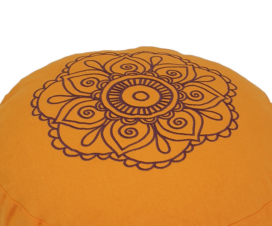 Round Zafu Cushion Cover | Embroidered Flower Pattern | OUTER COVER & INNER CASE Only