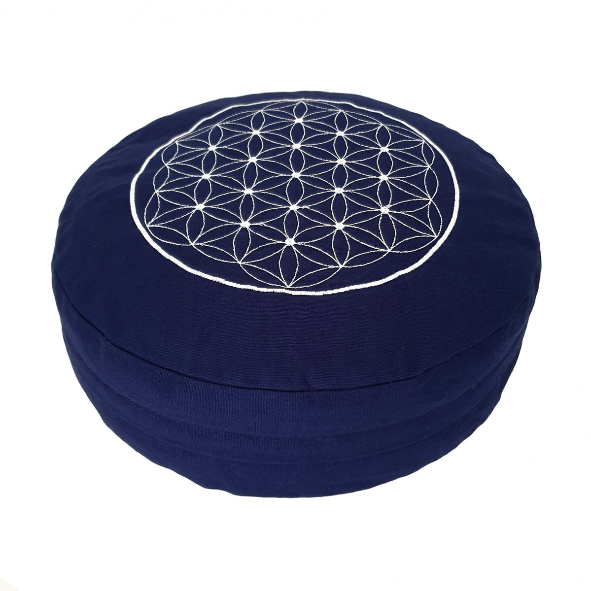 TEACHER PACK of 4 | Buckwheat Round Meditation Zafu Cushions | Embroidered Flower of Life Pattern | 2nd Ed