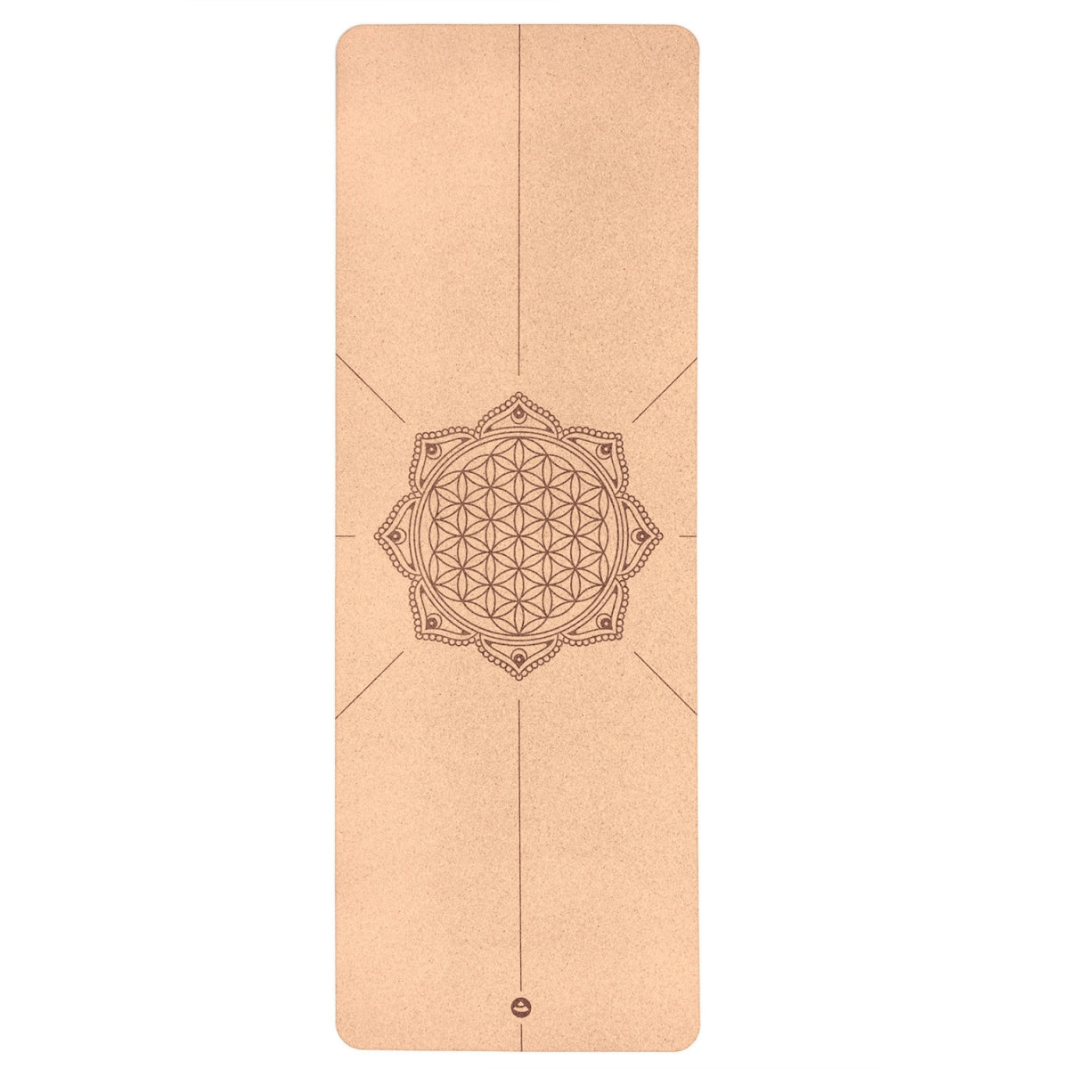 Cork Yoga Mat - Flower of Life design - Natural Rubber underside - 4mm Thick