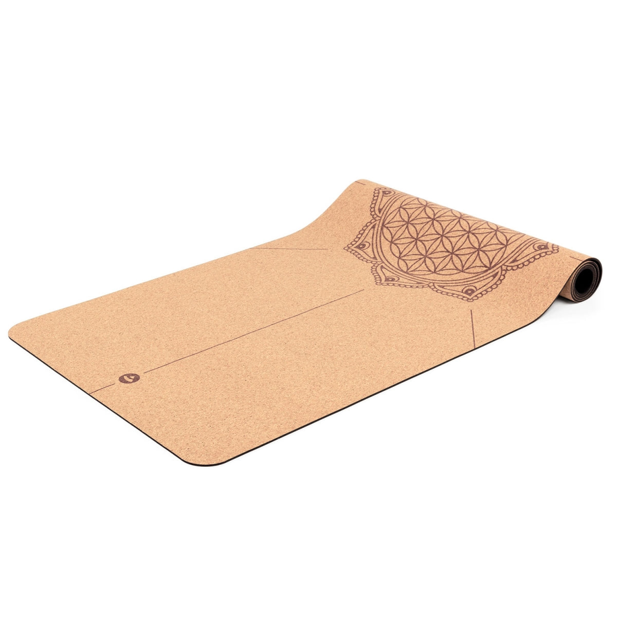 Cork Yoga Mat - Flower of Life design - Natural Rubber underside - 4mm Thick