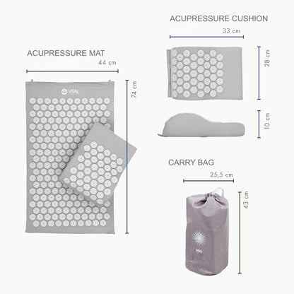 Acupressure Bed of Nails Mat and Head Cushion Pillow Set