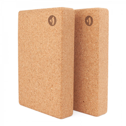 2 x BODHI Natural Cork FULL Height Yoga Blocks - Pack of 2