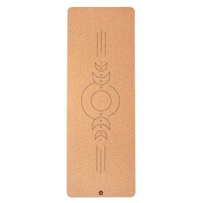 Cork Yoga Mat - Luna Align design - Natural Rubber underside - 4mm Thick