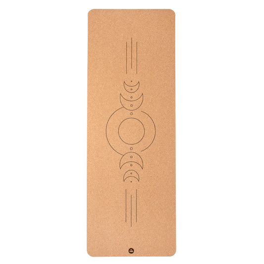 Cork Yoga Mat - Luna Align design - Natural Rubber underside - 4mm Thick