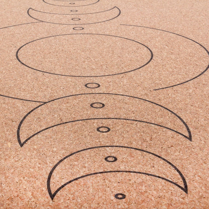 Cork Yoga Mat - Luna Align design - Natural Rubber underside - 4mm Thick
