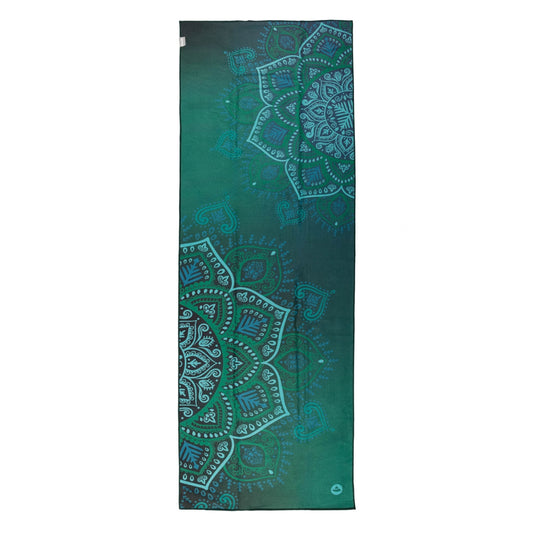 Hot Yoga Grip Towel² with anti-slip Silicone Dots | Green Mandalas print design