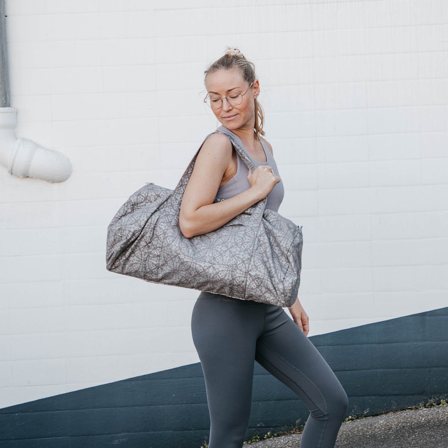Taupe Silver Maharaja Cotton Hot Yoga Holdall Kit Bag