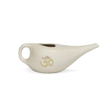 TEACHER PACK of 10 | Nasal Neti Pot with OM Pattern | Cream Ceramic Neti Pot
