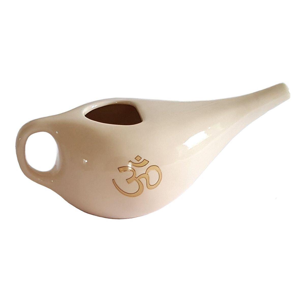 TEACHER PACK of 10 | Nasal Neti Pot with OM Pattern | Cream Ceramic Neti Pot
