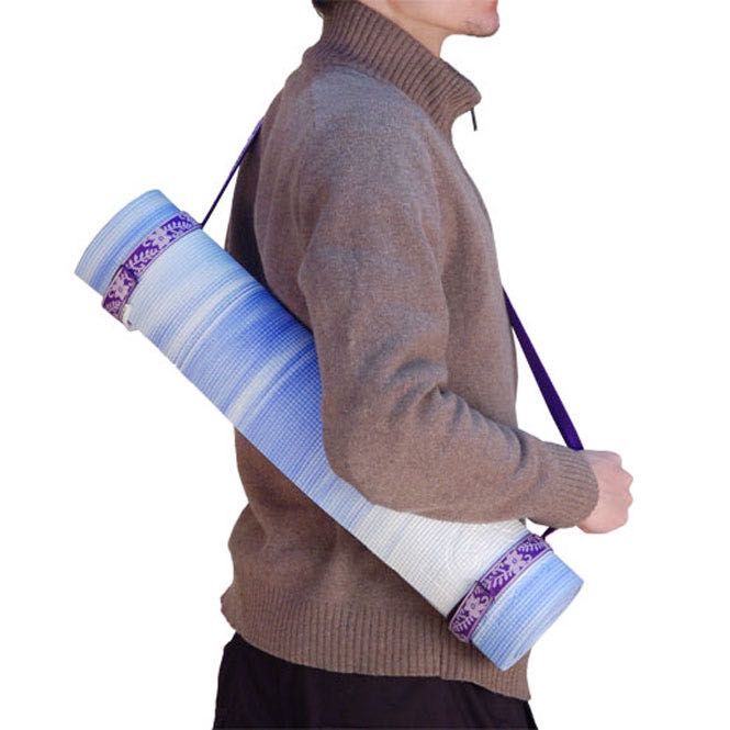 Purple Flower Patterned Yoga Mat Shoulder Harness