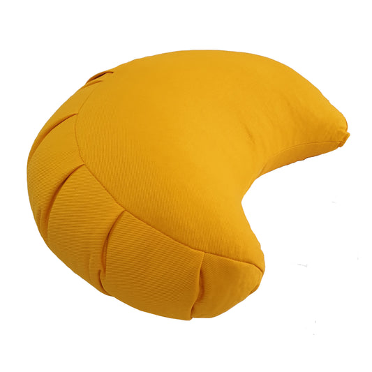 Saffron Yellow Slim Buckwheat Crescent Zafu Meditation Cushion