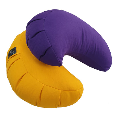 Saffron Yellow Slim Buckwheat Crescent Zafu Meditation Cushion