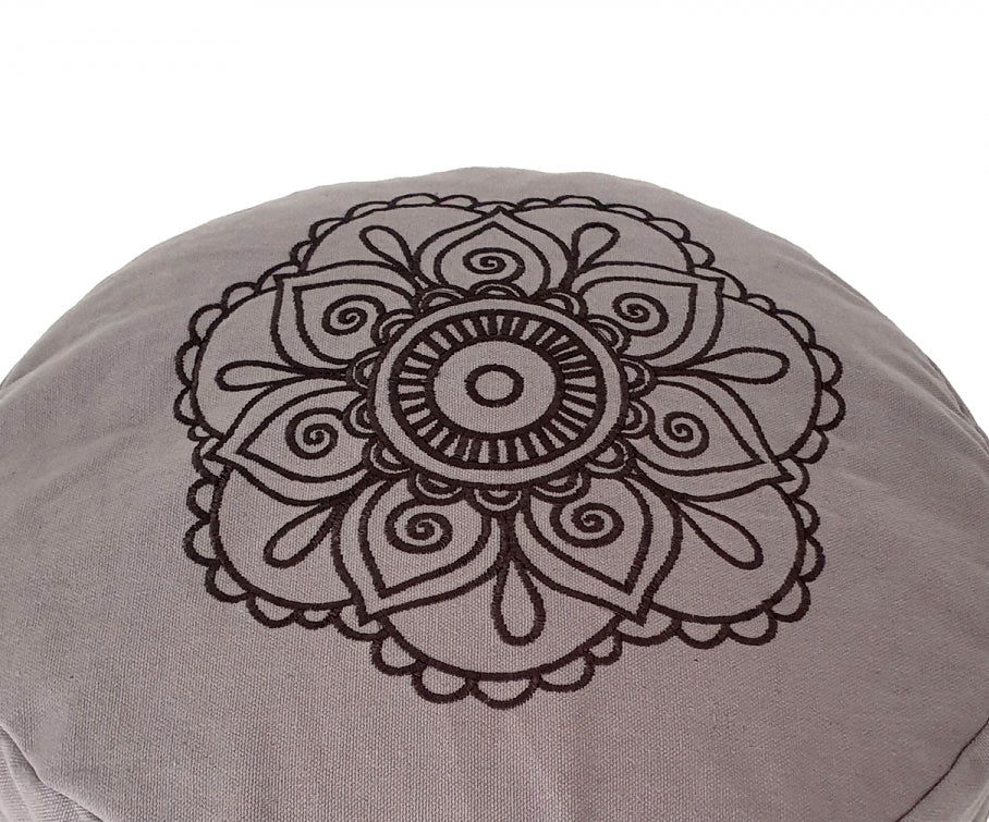 Round Zafu Cushion Cover | Embroidered Flower Pattern | OUTER COVER & INNER CASE Only