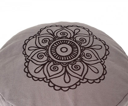 Round Zafu Cushion Cover | Embroidered Flower Pattern | OUTER COVER & INNER CASE Only