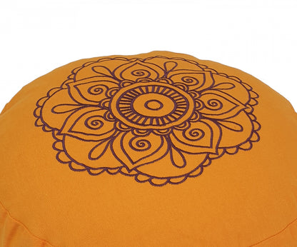 Round Zafu Cushion Cover | Embroidered Flower Pattern | OUTER COVER & INNER CASE Only