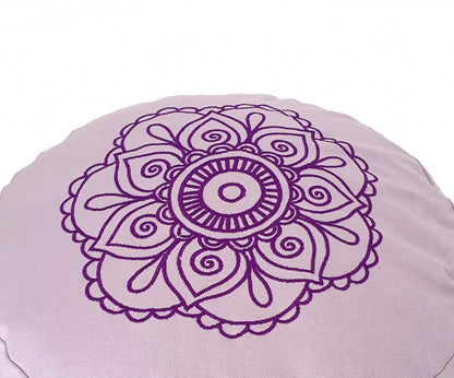 Round Zafu Cushion Cover | Embroidered Flower Pattern | OUTER COVER & INNER CASE Only