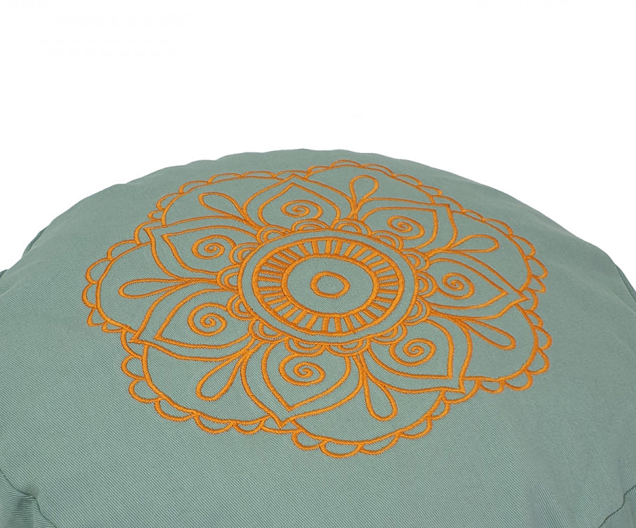 Round Zafu Cushion Cover | Embroidered Flower Pattern | OUTER COVER & INNER CASE Only
