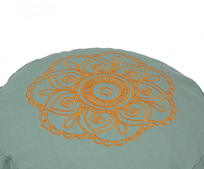 Round Zafu Cushion Cover | Embroidered Flower Pattern | OUTER COVER & INNER CASE Only