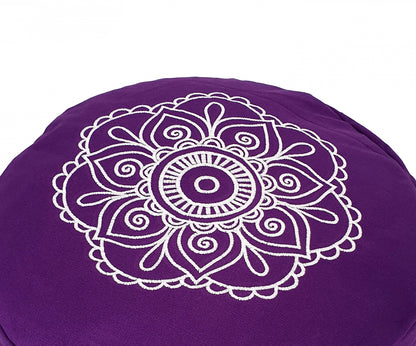 Round Zafu Cushion Cover | Embroidered Flower Pattern | OUTER COVER & INNER CASE Only