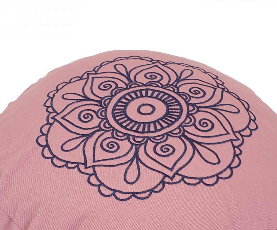 Round Zafu Cushion Cover | Embroidered Flower Pattern | OUTER COVER & INNER CASE Only
