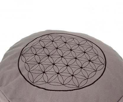 Round Zafu Cushion | Embroidered Flower of Life Pattern | OUTER COVER & INNER CASE Only