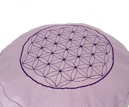 Round Zafu Cushion | Embroidered Flower of Life Pattern | OUTER COVER & INNER CASE Only