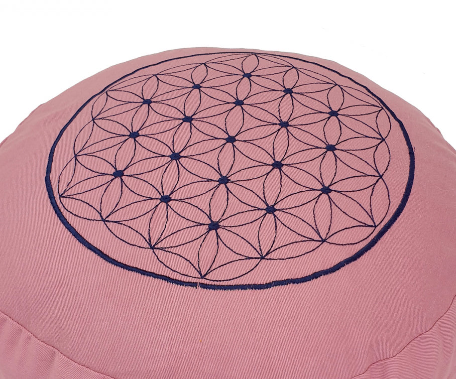 Round Zafu Cushion | Embroidered Flower of Life Pattern | OUTER COVER & INNER CASE Only