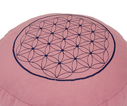 Round Zafu Cushion | Embroidered Flower of Life Pattern | OUTER COVER & INNER CASE Only
