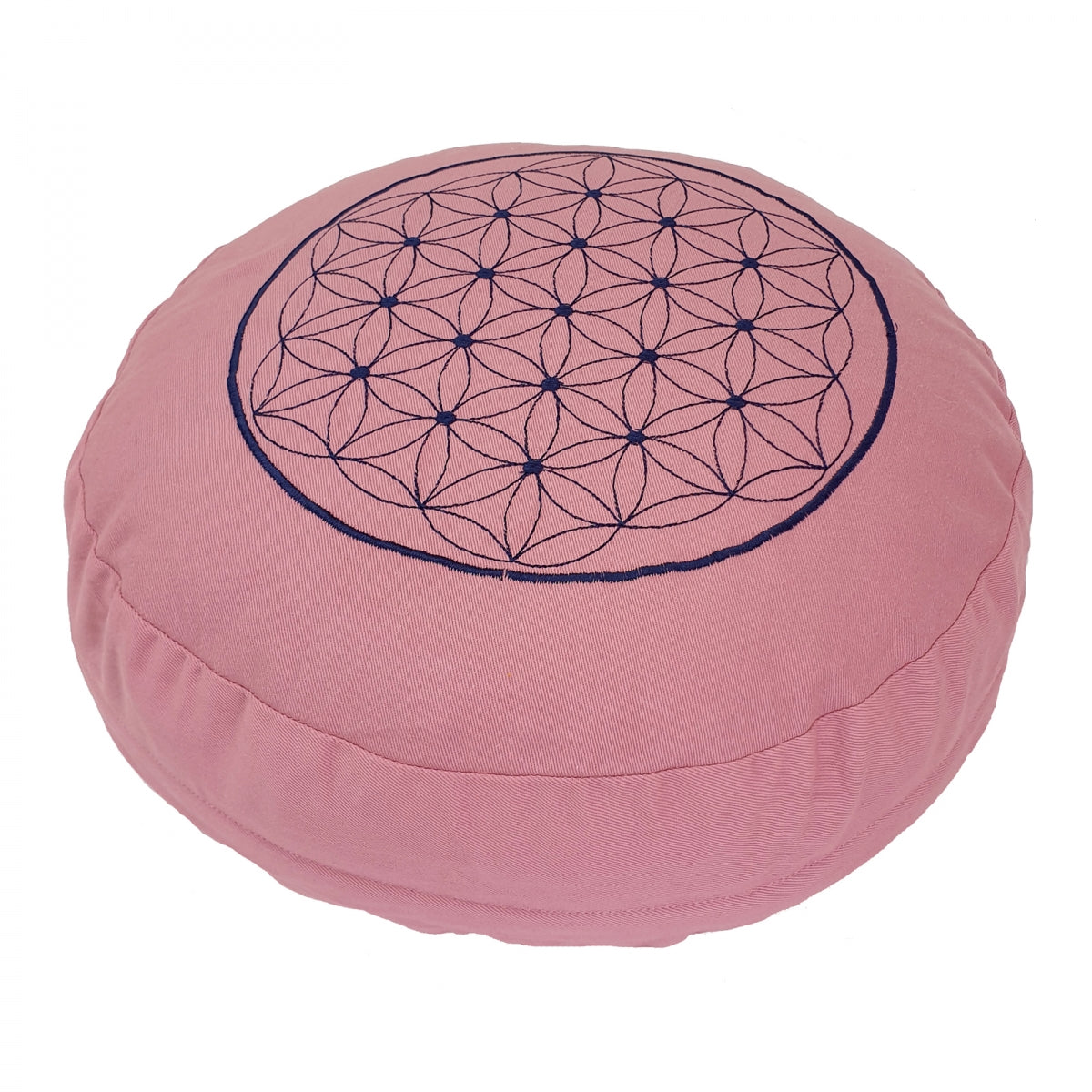Buckwheat Round Meditation Zafu Cushion | Embroidered Flower of Life Pattern | 2nd Ed