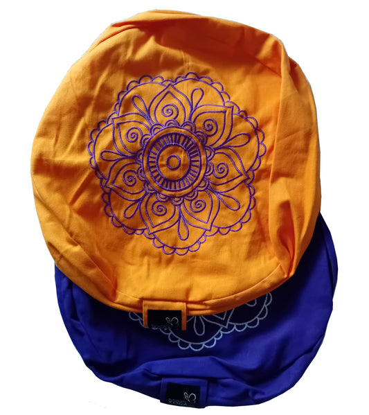 Round Zafu Cushion Cover | Embroidered Flower Pattern | OUTER COVER & INNER CASE Only